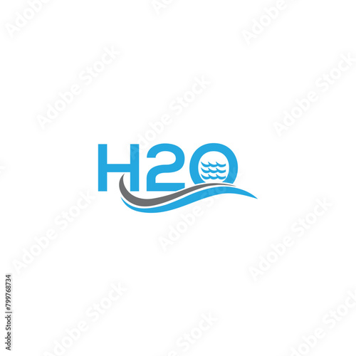 H2O logo design, H2o Letter Water Drop Logo Design With Water Wave Symbol Vector Illustration.
