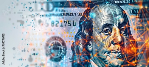 Dollar money. Wireless payment technology concept. Finance economy management. Generative AI technology.	
 photo