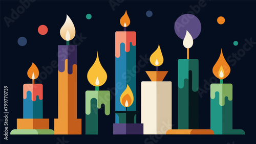 Candles of all shapes and sizes illuminate the space each one representing a different story and a different journey towards freedom on this. Vector illustration