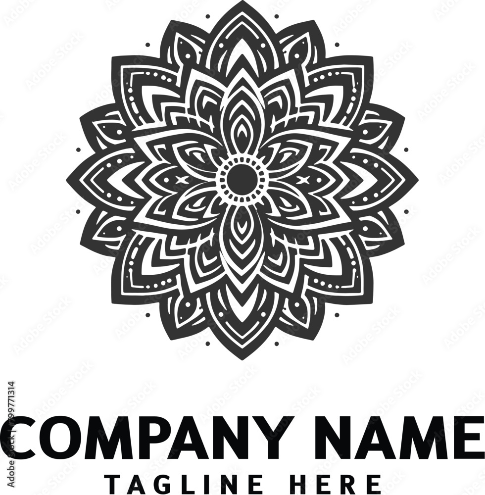 Mandala logo design. Abstract beauty Mandala. Floral ornament. Decorative circle ornament style. Black logo Mandala logo design. Abstract beauty Mandala. Floral ornament. Decorative circle ornament style. Black logo