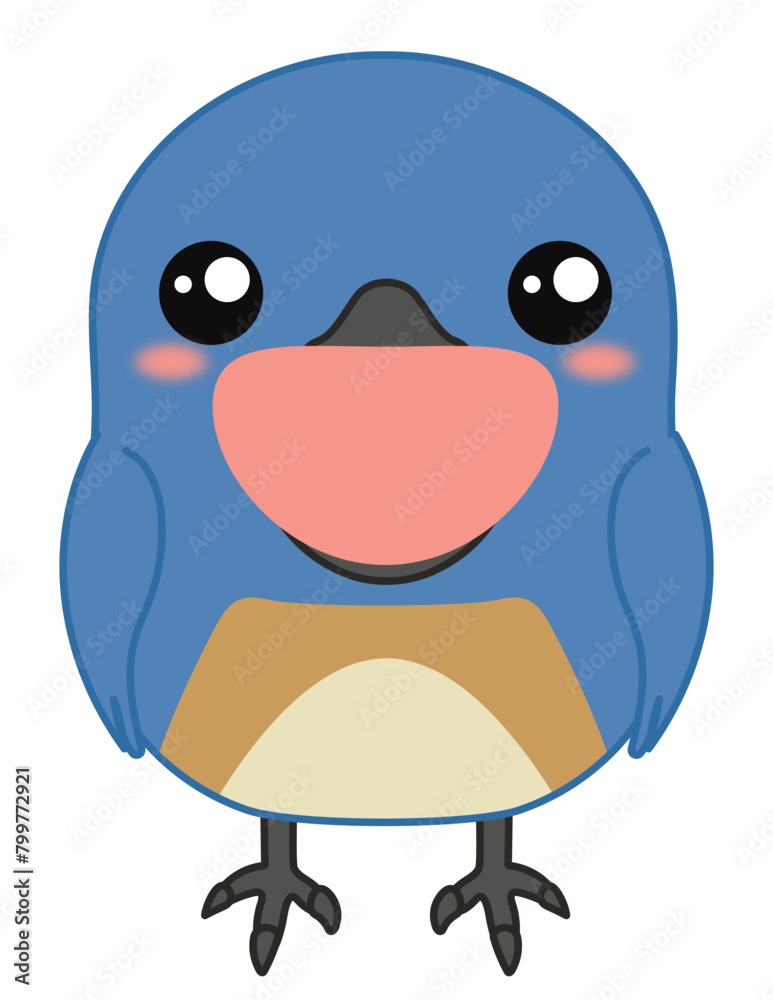 Obraz premium Kids Spring Blue Bird Illustration