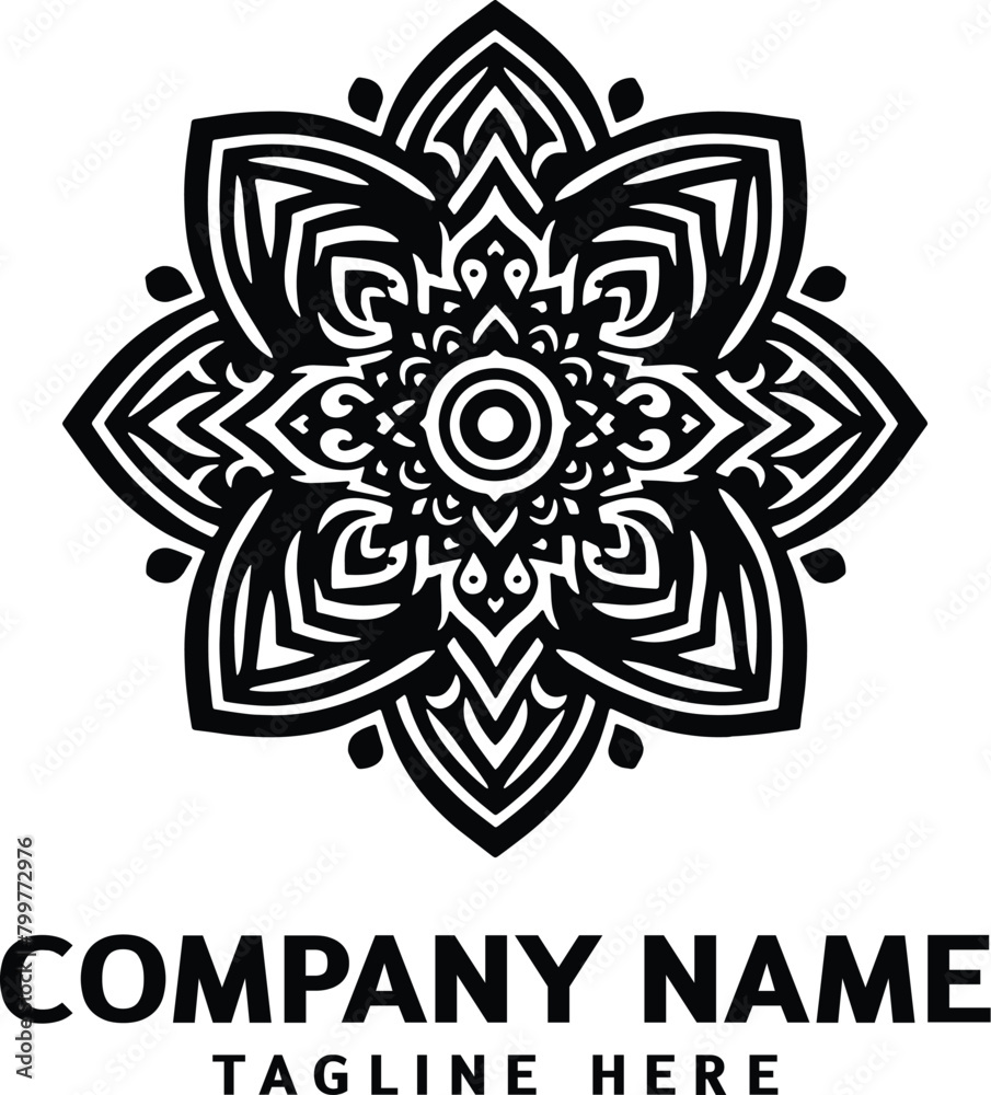 Mandala logo design. Abstract beauty Mandala. Floral ornament. Decorative circle ornament style. Black logo