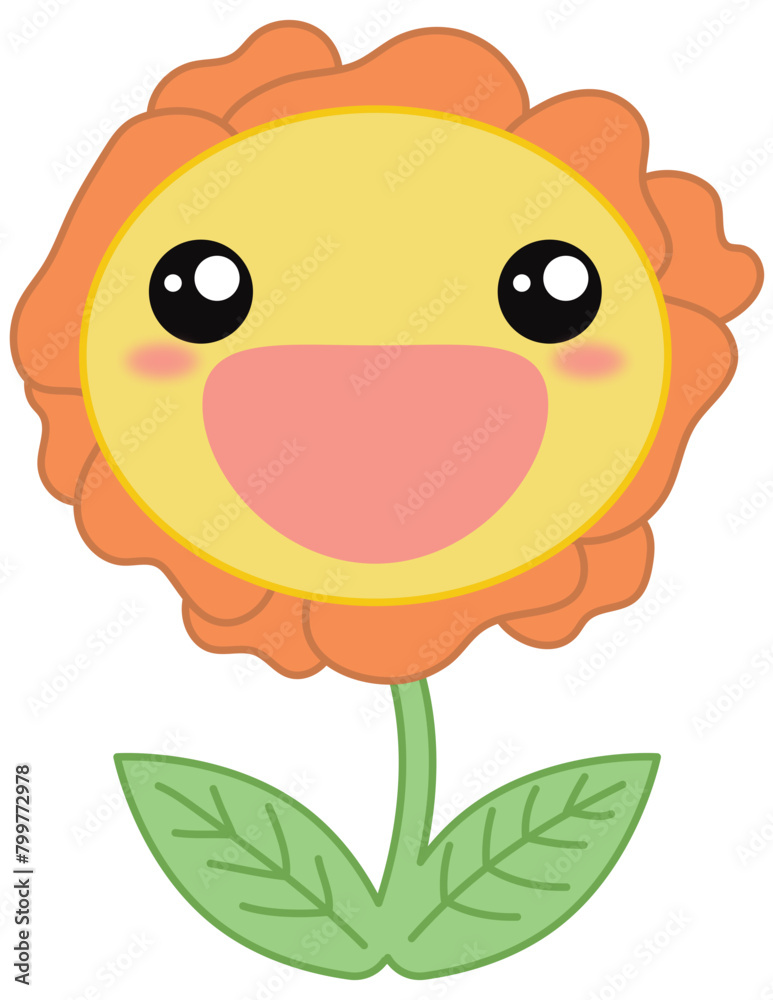 Kids Spring Flower Face Illustration