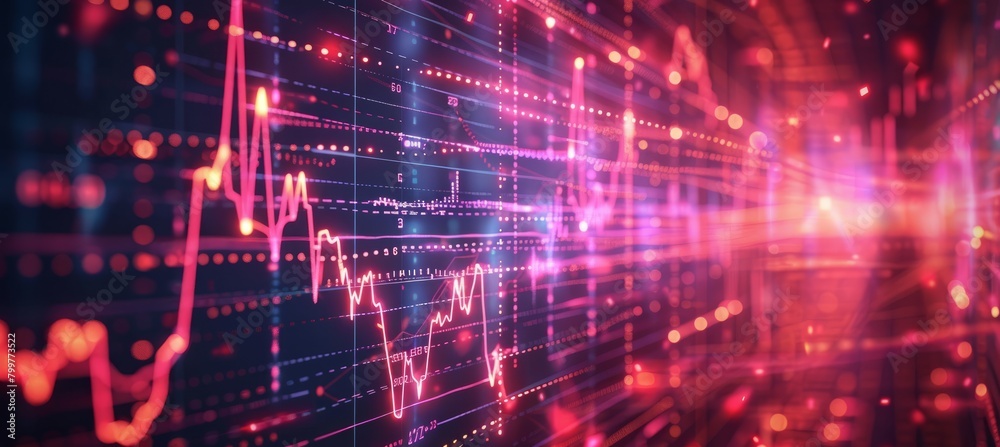 Line chart data. Finance business economy market visualization. Generative AI technology.