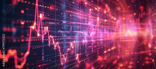 Line chart data. Finance business economy market visualization. Generative AI technology.