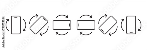 Phone Rotation icons set. Device rotation symbol. Rotate Mobile phone. Rotate smartphone icon. Turn your device. Rotate phone line icon vector illustration in transparent background.