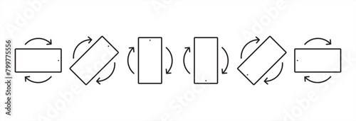 Phone Rotation icons set. Device rotation symbol. Rotate Mobile phone. Rotate smartphone icon. Turn your device. Rotate phone line icon vector illustration in transparent background.