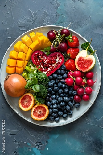 Nutritious Heart-Shaped Plate Filled with Vibrant Fruits and Vegetables for Wellness