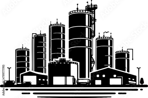 Vector depiction of a refinery in a basic stencil style photo