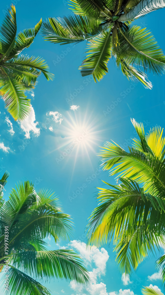 Fototapeta premium Tropical Background with Palm Trees