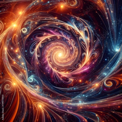 Celestial Swirl abstract colorful shapes swirling and converging in a cosmic Display