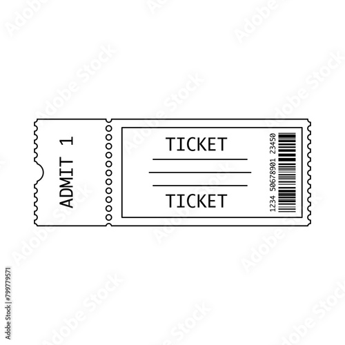 A generic ticket with stub for general admission to an event in line art vector