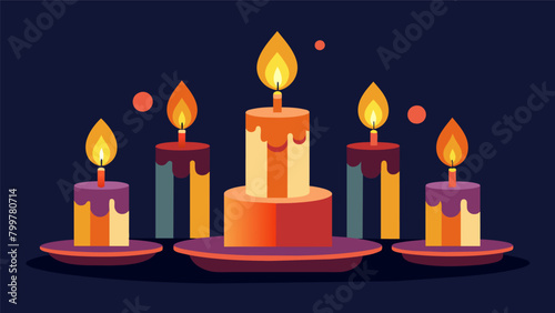Decorative candles lit in honor of ancestors their warm flicker representing the eternal light of their memory.. Vector illustration