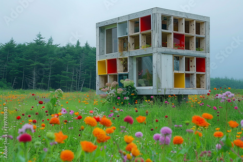 cube house on top of a hill