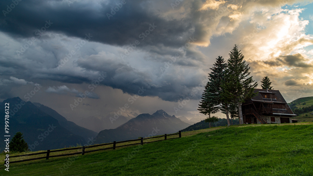 Stormy clouds over the mountains of Valle d'Aosta