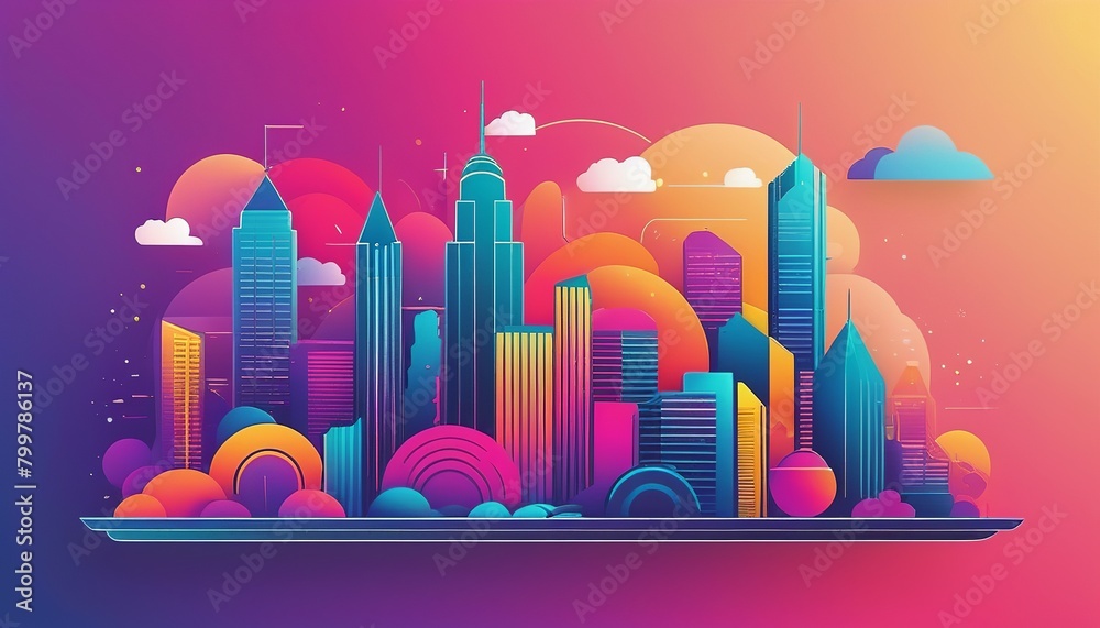 Modern Flat Style Abstraction: A High-Detail Vector Illustration of Abstract Architecture Modern Flat Style Abstraction: A High-Detail Vector Illustration of Abstract Architecture