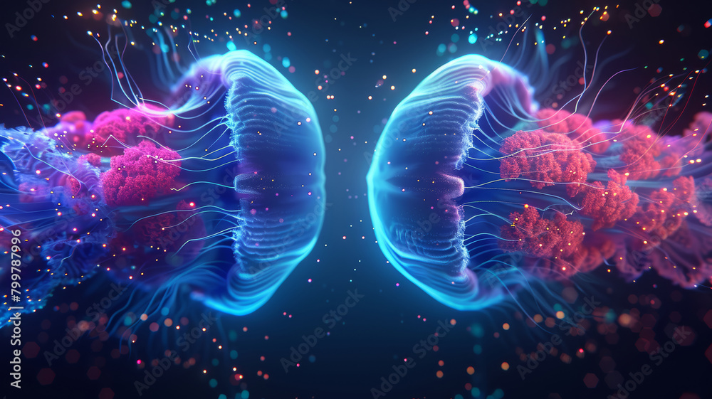 Vibrant Glowing Jellyfish, Deep Ocean Illumination
