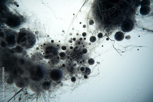 Black mold spores spread closeup background photo