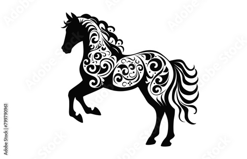 Horse mandala Silhouette vector art isolated on a white background