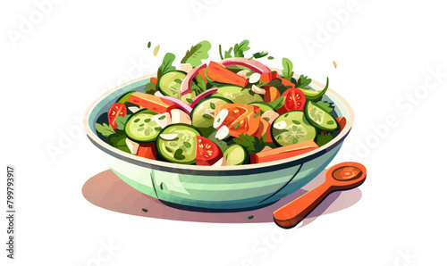 vegetable salad in a bowl vector flat isolated vector style illustration