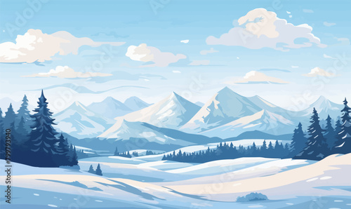snowy landscape vector flat minimalistic isolated illustration © Coosh448