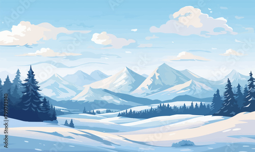 snowy landscape vector flat minimalistic isolated illustration