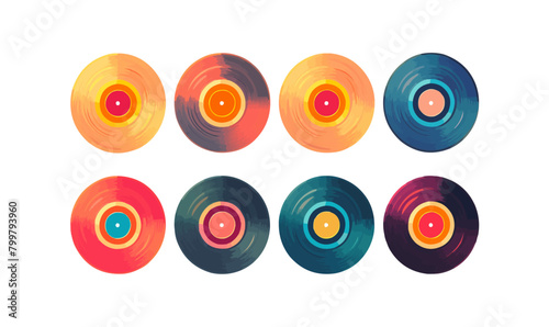various color vinyl records set vector flat isolated vector style illustration -