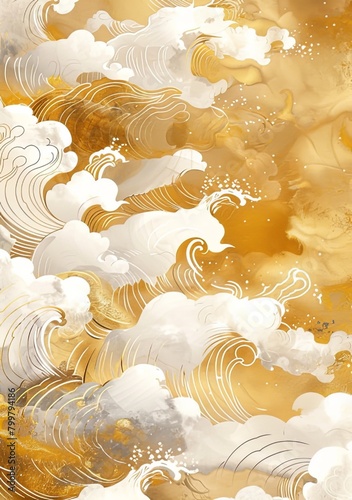 Golden Waves: A Luxurious Japanese Elegance