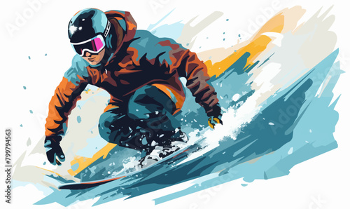 man snowboarding vector flat minimalistic isolated illustration