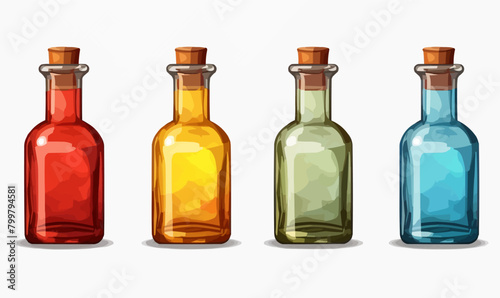Glass bottles isolated vector style on isolated background illustration -