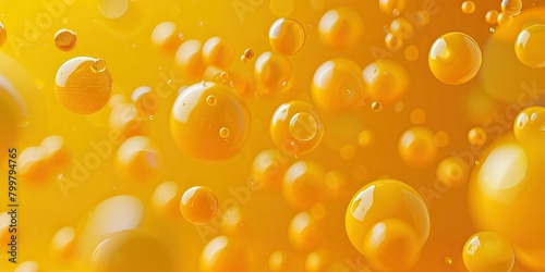 Multiple yellow spheres in air