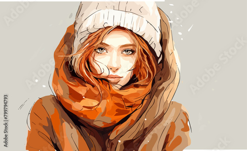 woman waring cosy winter clothes isolated vector style on isolated background illustration РђРІС‚РѕСЂ: Zaharia Levy photo