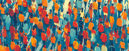 crowd isometric vector flat minimalistic isolated illustration