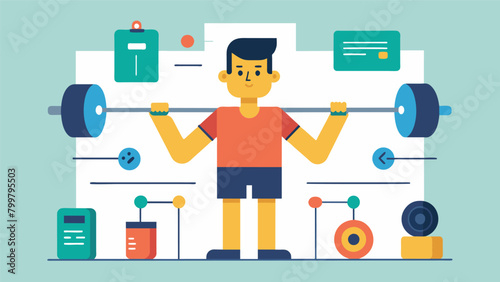 A weightlifting program for individuals with ADHD emphasizing structured routines and short rest periods.. Vector illustration