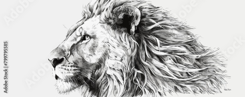Lion portrait lion head sketch hand drawn engraving style Wild animals Vector illustration
