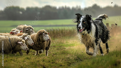 border collie herding sheep