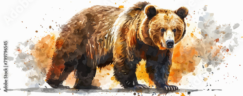 bear in watercolor style. Isolated vector illustration