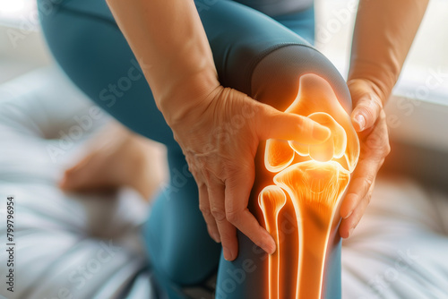 Arthrose, Arthritis Schmerzen im Knie. Verschleiss durch Abnutzung. photo