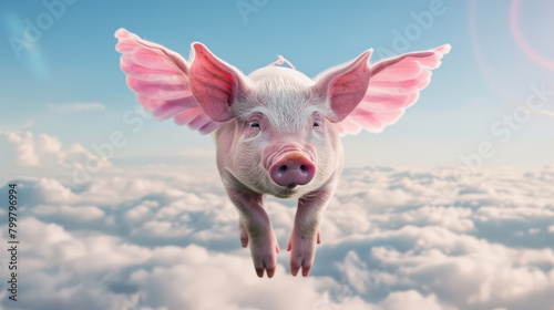 A flying pig among the clouds. 