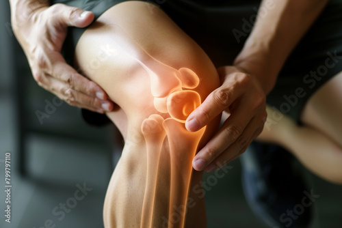 Arthrose, Arthritis Schmerzen im Knie. Verschleiss durch Abnutzung. photo