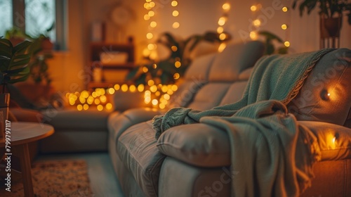 Reclining Sofa Relaxing Environment: A photo creating a relaxing environment with a reclining sofa