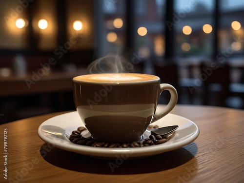 Aromatic Coffee Beans Beside a Steaming Cup of Coffee