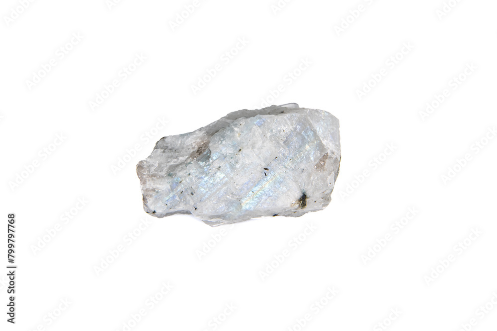 natural moonstone rough gem stone on the white background
