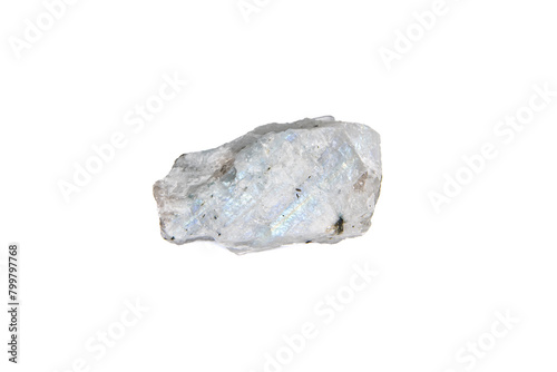 natural moonstone rough gem stone on the white background photo