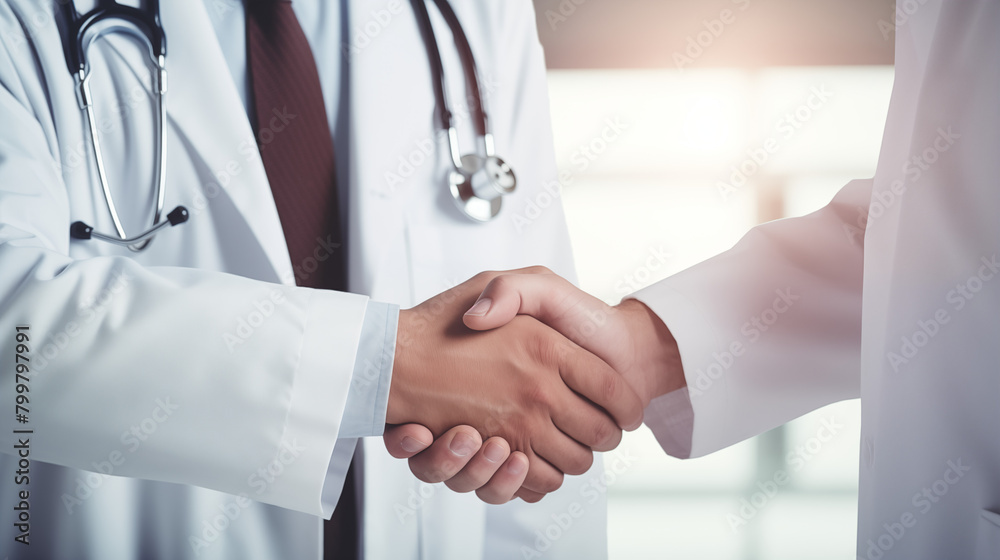 Successful Business Partners Shaking Hands in Office Meeting