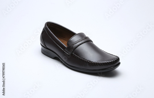 dark brown loafers shoes isolated on white background