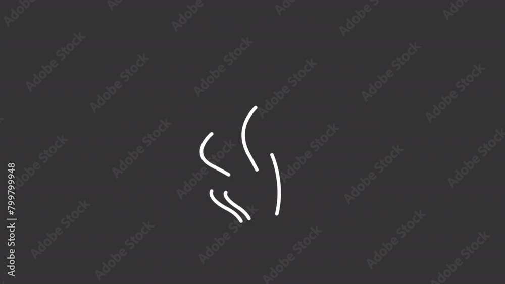 Vapor white line animation. Fire cloud animated icon. Smoke showing up. Fluid evaporation. Exhaust effect, air. Isolated illustration on dark background. Transition alpha video. Motion graphic Vapor white line animation. Fire cloud animated icon. Smoke showing up. Fluid evaporation. Exhaust effect, air. Isolated illustration on dark background. Transition alpha video. Motion graphic