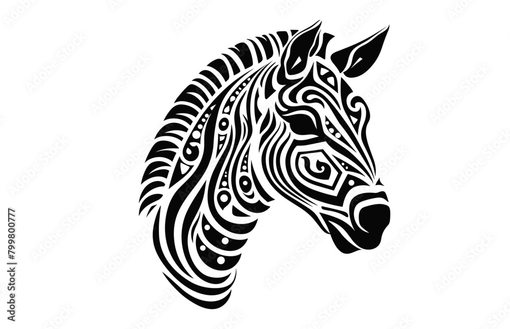 Zebra Mandala Silhouette Vector art, Zebra black Silhouette Clipart