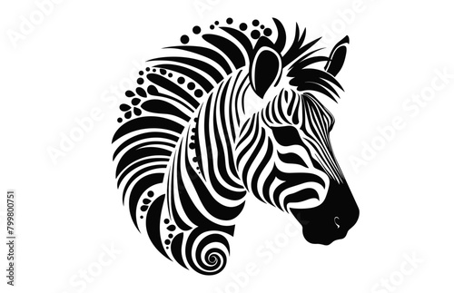 Zebra Mandala Silhouette Vector art  Zebra black Silhouette Clipart