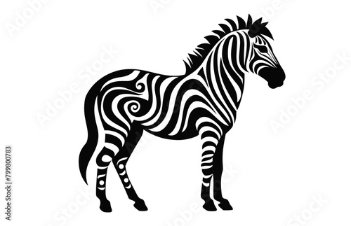 Zebra Mandala Silhouette Vector art  Zebra black Silhouette Clipart